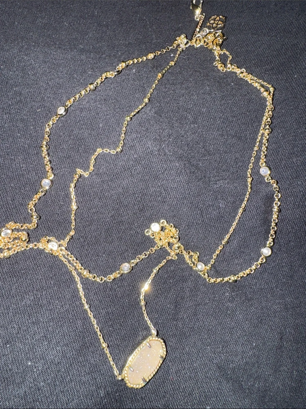 Kendra Scott Gold Layered Pendant Necklace with Clear Crystal Accents - Picture 6 of 8